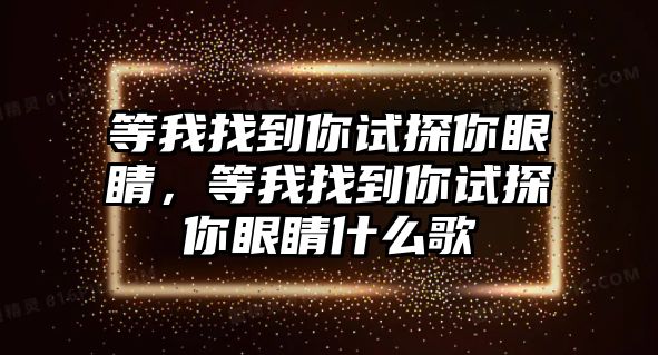 等我找到你試探你眼睛，等我找到你試探你眼睛什么歌