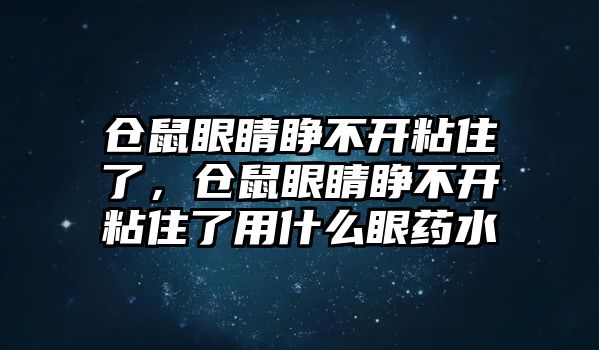 倉鼠眼睛睜不開粘住了，倉鼠眼睛睜不開粘住了用什么眼藥水