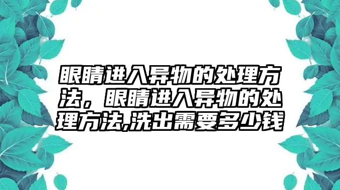 眼睛進入異物的處理方法，眼睛進入異物的處理方法,洗出需要多少錢