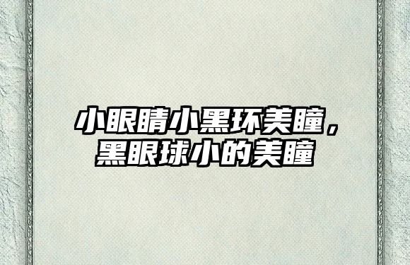 小眼睛小黑環美瞳，黑眼球小的美瞳