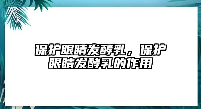 保護眼睛發酵乳，保護眼睛發酵乳的作用