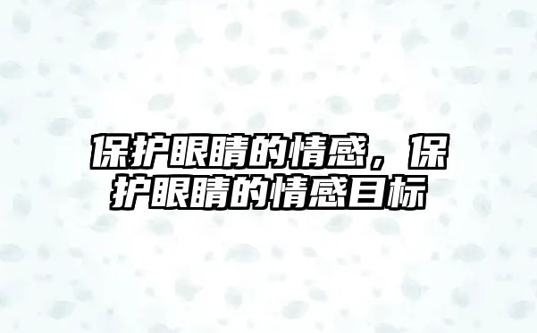 保護(hù)眼睛的情感，保護(hù)眼睛的情感目標(biāo)